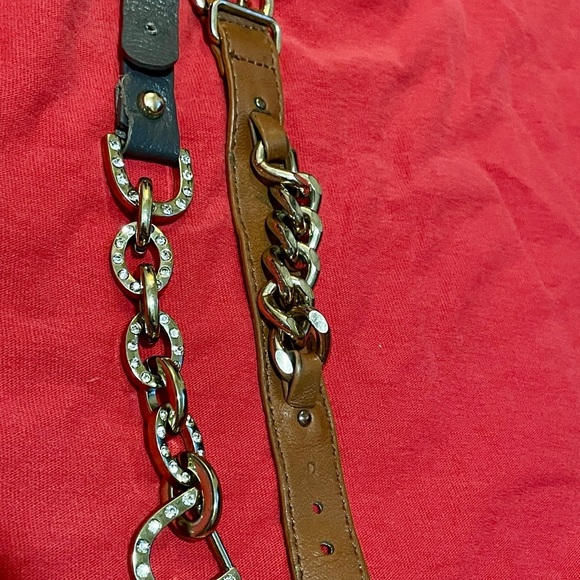 2 of Brown Leather and Gold Chain Womens Belt bracelet - Picture 2 of 16